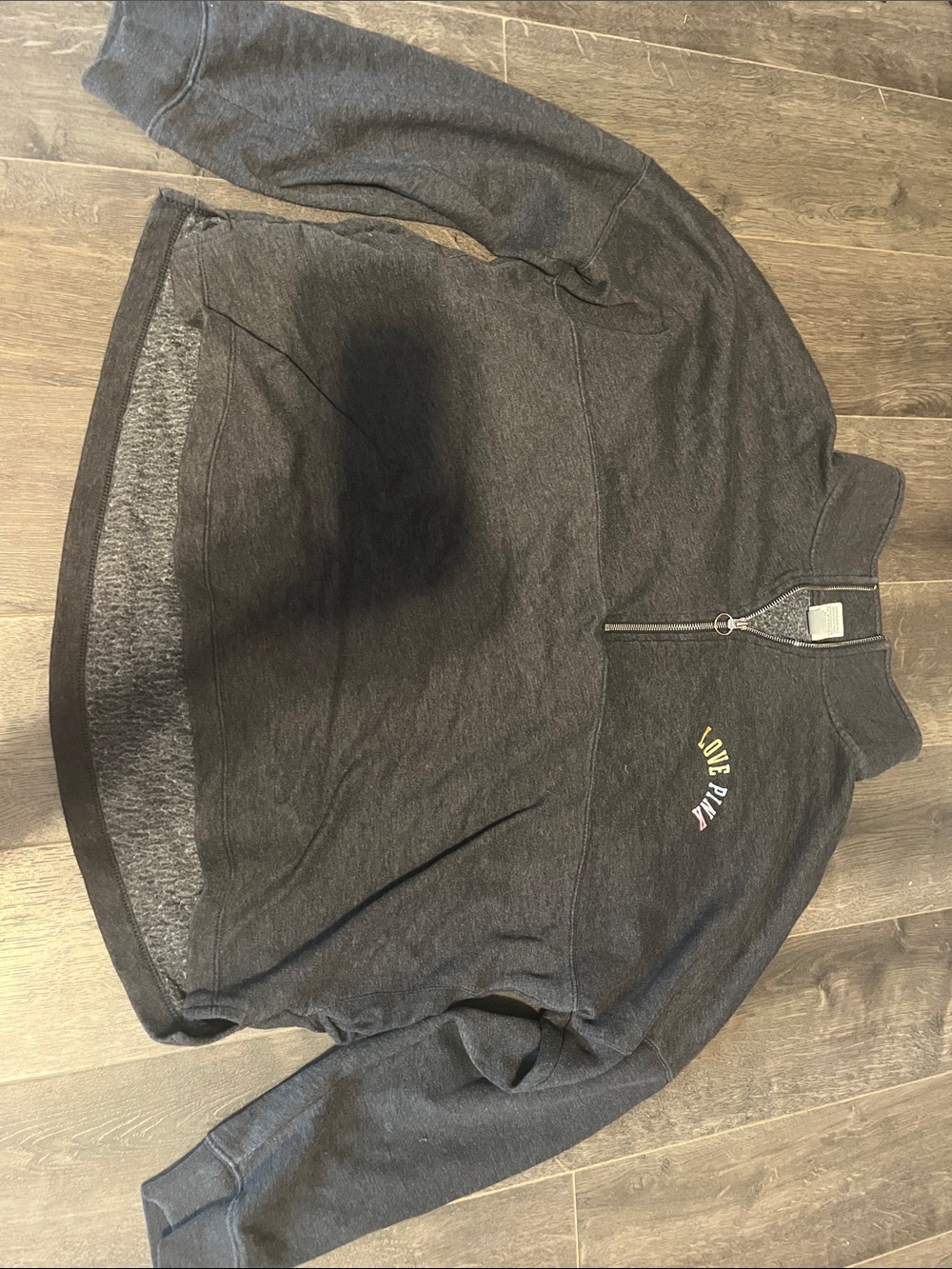 PINK Victoria's Secret Women’s Charcoal Half-Zip Sweatshirt with Small Logo